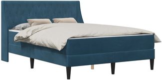 vidaXL Bettgestell mit Matratze mit Matratze Blau 120 x 200 cm Samt 3414794
