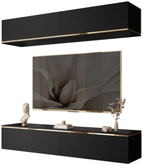 Lookway Wohnwand AURORA Schwarz Matt hängende