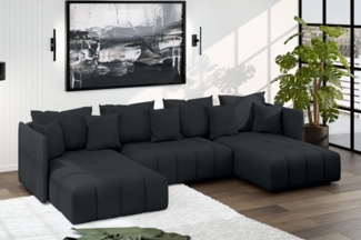 AX LIVING Mersino anthrazit Eckschlafcouch mit Bettkasten 353 cm