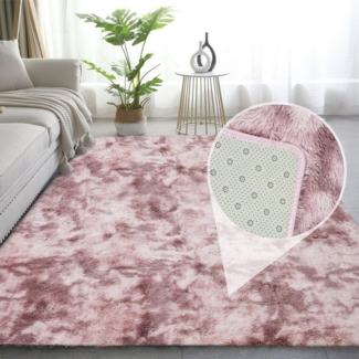 Simloveve Teppich Wohnzimmer Shaggy Weich Langflor Teppich, rechteckig, Höhe: 37 mm, Hochflor Teppich