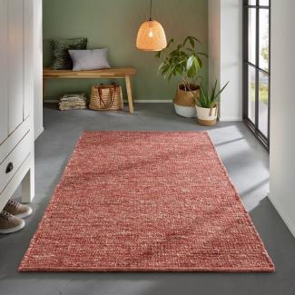 TaCa Home Wollteppich Wollteppich frei von Mottenschutzmitteln, rechteckig, Höhe: 10 mm, nachhaltige Schurwolle Wohnzimmer Schlafzimmer, Rot - 70 x 130 cm