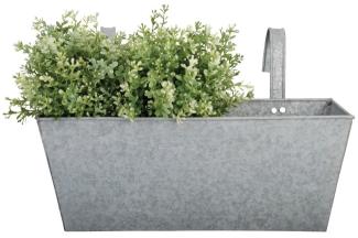 5 Stück Esschert Design Balkonkasten aus verzinktem Metall, 40 x 15 x 15 cm, 7500 ml, Antikzink-Blumenkasten mit Einhängehaken, geschlossener Boden