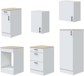 Dmora Komplette Küche Althenis, Moderne Küchenkomposition, Modular Set für Küche, Funktionelle Küchenlösung, Weiß und Eiche