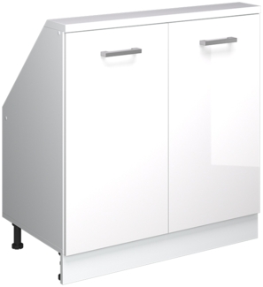 Dachschrägenschrank Rion Weiß Hochglanz/Weiß mit 2 Türen Vicco