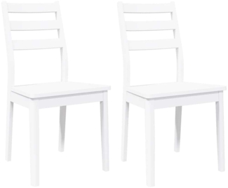 vidaXL Esszimmerstühle 2 Stk. Weiß Massivholz Gummibaum 4102521
