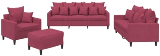 vidaXL 4-tlg. Sofagarnitur mit Kissen Weinrot Samt 3201694