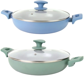 Michelino Servierpfanne XL inkl. Glasdeckel Ø 28cm, Material: Gehärtete Aluminiumlegierung, für alle Herdarten auch Induktion