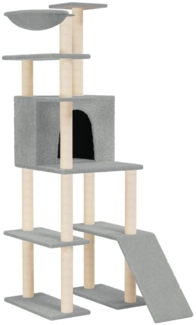 vidaXL Kratzbaum mit Sisal-Kratzsäulen Hellgrau 166 cm 171682