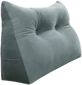 VERCART Keilkissen, Grau, Samt, 50 x 20 x 60 cm