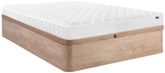 Set aus Bettgestell mit Bettkasten + Matratze - 140x190 cm - Memory Schaum - Stärke 15 cm - Holzfarben hell - PELOPS von DREAMEA