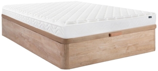 Set aus Bettgestell mit Bettkasten + Matratze - 140x190 cm - Memory Schaum - Stärke 15 cm - Holzfarben hell - PELOPS von DREAMEA