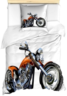 Abakuhaus Bettwäsche Milbensicher Allergiker geeignet mit Kissenbezug, Microfaser, Karikatur Motorrad-Abenteuer