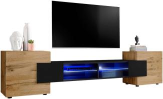 99rooms Seoul Lowboard I Wotan Eiche Schwarz Hochglanz Blau
