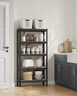 Songmics Standregal mit 5 verstellbaren Ablagen, bis 650 kg belastbar, Industrie-Design, Stahl schwarz, 150 x 30 x 75 cm