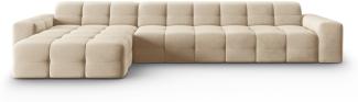 Micadoni 5-Sitzer Samtstoff Ecke links Sofa Kendal | Bezug Light Beige | Beinfarbe Black Beech Wood