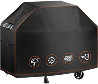 Grillabdeckung 600D Oxford-Stoff, Lüftungsfenster, 165x61x115cm, Wasserdicht