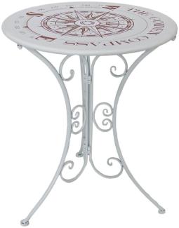 Landhaus Balkon Tisch rund 60cm Bistrotisch Shabby Look Garten Terrasse Metall