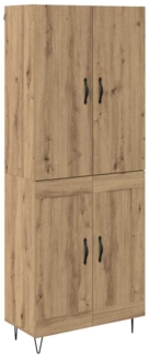 vidaXL Highboard 2 pcs Artisan-Eiche Ingenieurholz und Glas 3415885