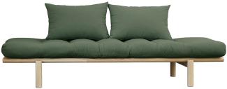 KARUP DESIGN PACE Futonsofa Gestell Natur Matratze Olivgrün