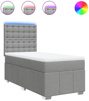 vidaXL Boxspringbett mit Matratze Hellgrau 90x200 cm Stoff 3293865