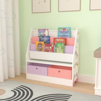 Kinderregal Neda Einhorn-Motiv 74x71x23 cm Weiß/Lila/Rosa [en. casa]