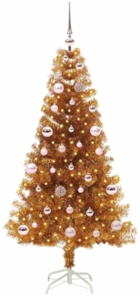 vidaXL Weihnachtsbaum mit 150 LEDs mit Ständer Gold 150 cm Haustier 3396614