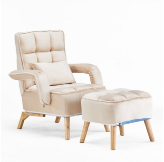 Ofcasa Relaxsessel Loungesessel Polsterstuhl (Relaxsessel mit Hocker), Fernsehsessel aus Samtbezug