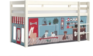 Kinderbett Karolina 210x114x106 Massivholz Weiß Textilset Pet Shop