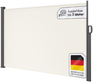 STEELSØN 'Zirella' Seitenmarkise mit Aluminium-Kassette, ausziehbar, 180x300 cm, beige/anthrazit, wetterfest und blickdicht