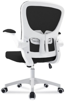 Durrafy Bürostuhl Ergonomischer Bürostuhl,Schreibtischstuhl mit klappbaren Armlehnen (Höhenverstellbarer Drehstuhl mit Wippfunktion bis 130°,Computerstuhl mit verstellbarer Lendenwirbelstütze und leisen Rollen), Chefsessel mit 150 kg Tragfähigkeit