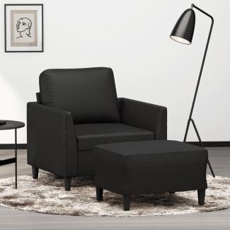 vidaXL Sessel mit Hocker Schwarz 60 cm Kunstleder 3201117