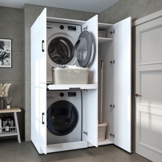 Roomart Waschmaschinenumbauschrank Roomart Dora - 115 (Waschmaschinenschrank DORA für Trockner & Waschmaschine in 4 Farben)