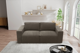 DOMO. collection Sofa 100017, 2-Sitzer mit Rückenkissen und Armlehnen, 2er Couch, Polsterganitur, 210 x 93 x 84 cm (BxTxH), schlamm