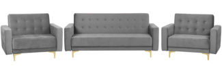 Sofa Set Samtstoff grau ABERDEEN