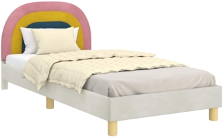 vidaXL Kinderbettgestell mit Kopfteil Creme 90x190 cm Samt 42011010