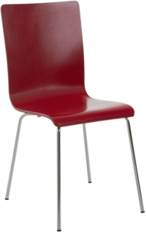 DELUKE® Besucherstuhl PEPE - 87x43x47cm, Rot Holz Metall in Chromoptik Gestell Konferenzstuhl Wartezimmerstuhl