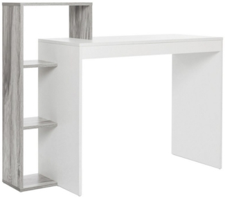 Mondeer Schreibtisch Computertisch, mit Ablagefach, Weiß+Grau