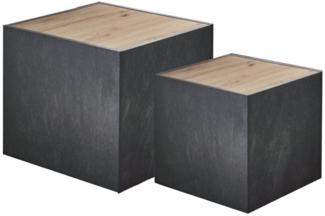 BMG Möbel Couchtisch Cuba (2 er Set, 1x großer, 1x kleiner Würfelcouchtisch), Schiefer Dekor, stapelbar