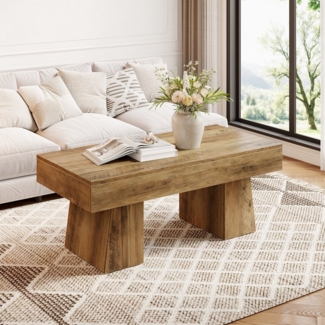 Tribesigns Couchtisch 120x60x50cm Landhaus Wohnzimmertisch mit stabiler Basis Braun