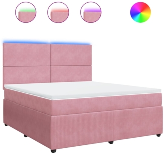 vidaXL Boxspringbett mit Matratze Rosa 180x200 cm Samt 3294705