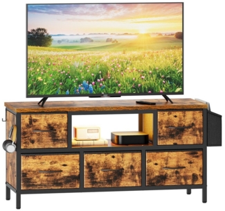 Dripex Lowboard TV Schrank für Fernseher mit LED und Schubladen und offenen Regalen, mit RGB LED Beleuchtung