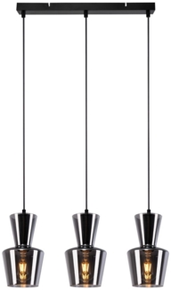 ZMH Pendelleuchte Esstisch Küchenlampe Hängend - Hängelampe Wohnzimmer E27 Esstischlampe Rauchgrau Hängeleuchte 3 Flammig Glas Vintage Pendellampe Retro Esszimmer für Küche(ohne Leuchtmittel)