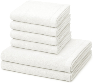 Cawö Lifestyle 6 tlg. Frottier-Set - 4 X Handtuch (50 X 100cm), 2 X Duschtuch (70 X 140cm) - 520 g/m2 - Weiß