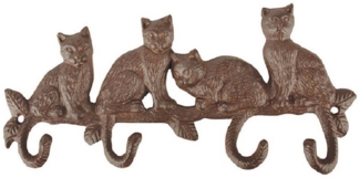 Linoows Hakenleiste Wandhaken Katzen, Garderobenhaken, Kleiderhaken, (1 St), Hakenleiste, Garderobenleiste aus Gusseisen mit 4 Haken