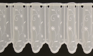 Gardinen Kranzusch Scheibengardine nach Maß Voile mit feiner Blumenranke, Stangendurchzug (1 St), transparent, Stablöcher,transparent,verschiedene Höhen, Breiten