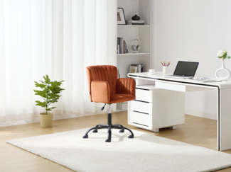 Vente-unique - Bürostuhl höhenverstellbar - Samt - Terracotta - TOARA