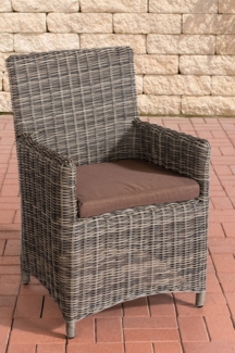 CLP Polyrattan Gartenstuhl Fontana 5mm,grau-meliert terrabraun