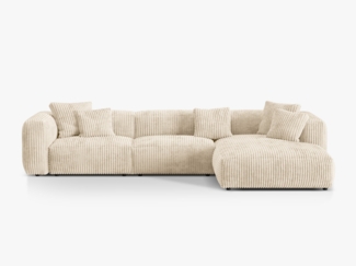 Micadoni Ecksofa Martina 3-Sitzer Kord Helles Beige Rechts
