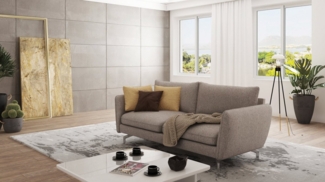 S-Style Möbel 3-Sitzer Sofa Benita mit Silber Metall Füßen, mit Wellenfederung