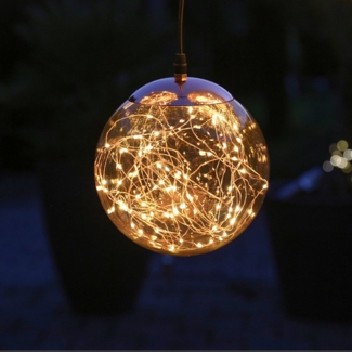 MARELIDA LED Kugelleuchte LED Lichterkugel Deko Kugelleuchte Hängeleuchte Leuchtkugel 25cm Außen, LED Classic, ultra-warmweiß / bernstein (1800K bis 2100K)